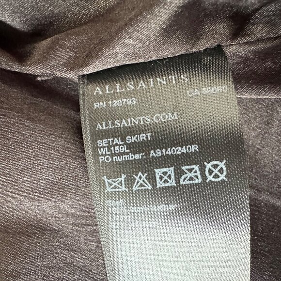 All Saints Womens Lamb Leather Button Up A-Line Mini Skirt Size US 6 Black - Picture 6 of 10